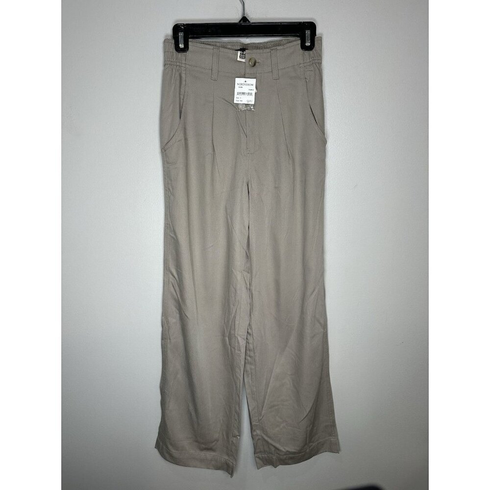Madewell Pumice Beige Lanie Pleated Wide Leg Trouser Pants Size 0 NWT